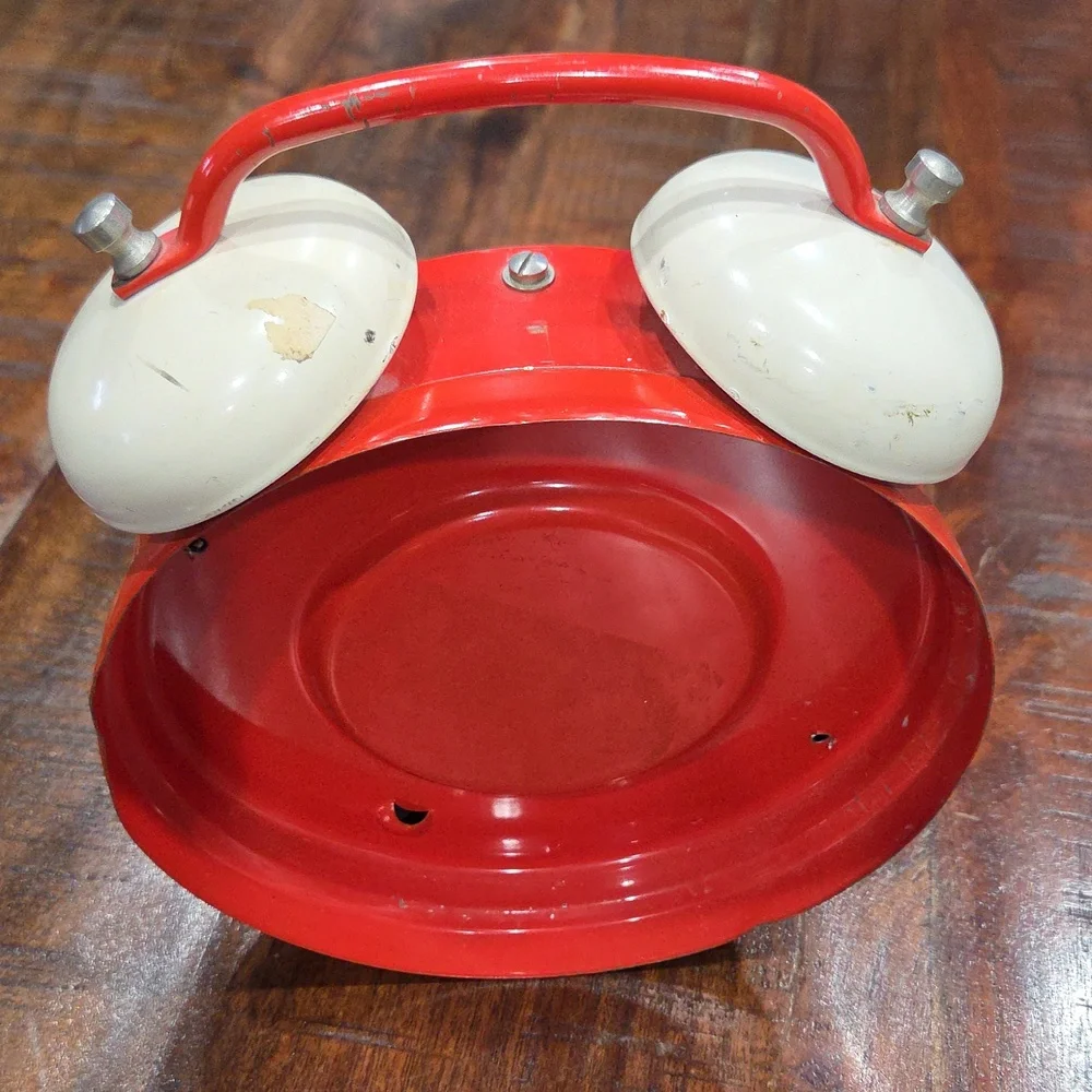 Red and White Vintage German Style Peter Alarm Clock
